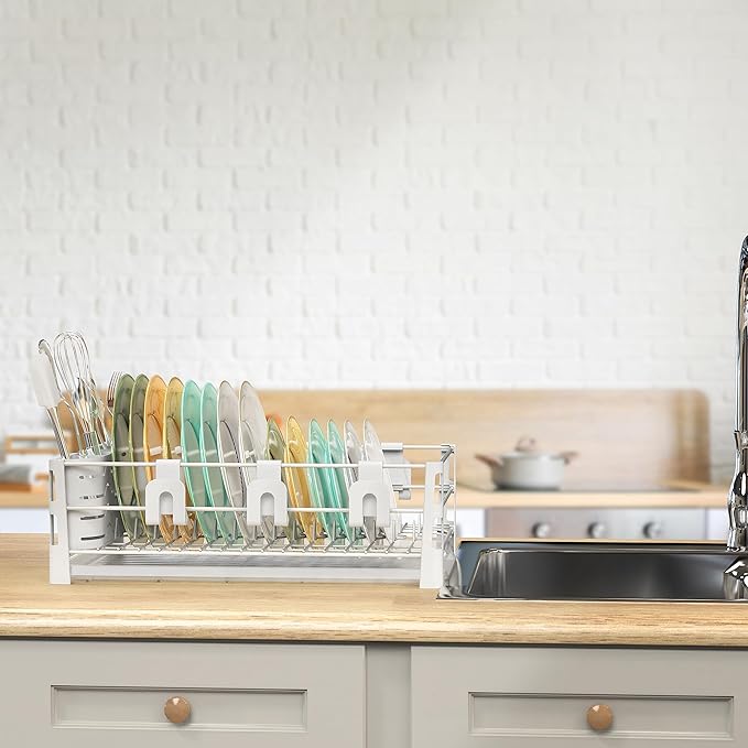 Simple Houseware White Dish Drying Rack