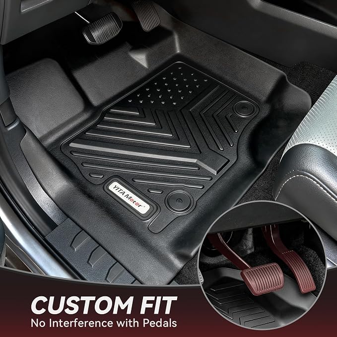 YITAMOTOR Floor Mats Fit for 2012-2018 Ford Focus S/SE/SEL/ST/Titanium, TPE All Weather Custom Fit Protection Floor Liners for Focus, 1st & 2nd Row Car Mats Set Accessories Waterproof, Black