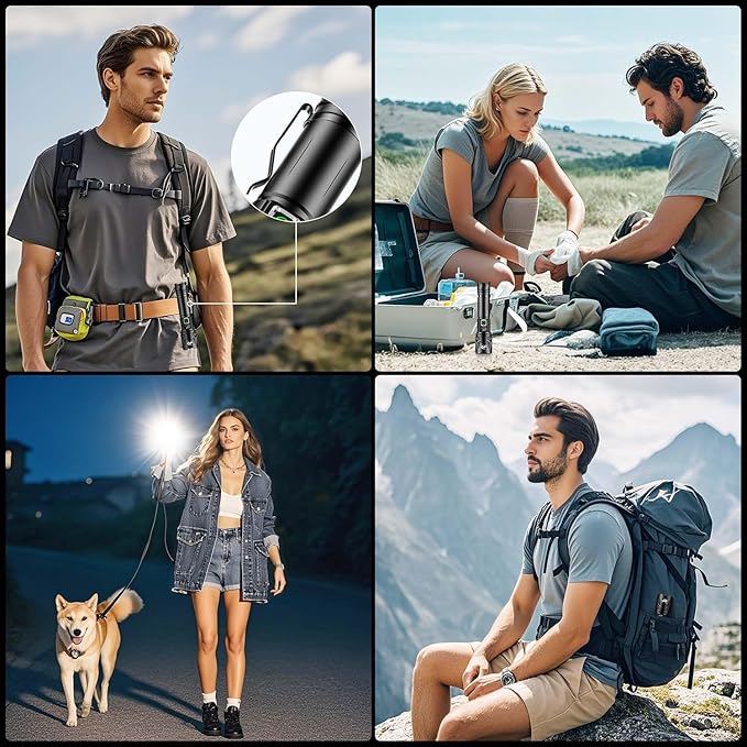 JAY-PARK High Lumen Flashlight - 10000 Lumens, Rechargeable 5000mAh with LCD Display, Zoomable Long Beam (3000m), IP67 Waterproof, 5 Modes & Belt Clip - for Camping, Dog Walking