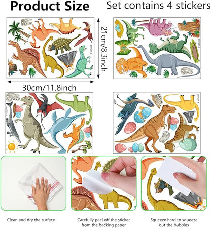 Glow in The Dark Dinosaur Stickers, 48 PCS Glowing Luminous Dinosaur Eggs Wall Decals Jungle Dino Ceiling Stickers for Kids Boys Girls Bedroom Nursery Playroom Party Room Decor