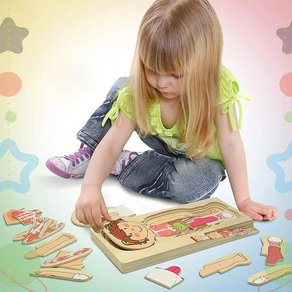 Kidzlane 29 Piece Wooden Puzzle for Toddlers and Kids - Boy Anatomy Puzzle Play Set - Layered Human Anatomy Kid Puzzles - My Body Preschool Game, Montessori Skeleton Toy - Human Body Model for Kids