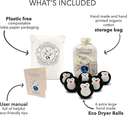 Friendsheep Wool Dryer Balls, Organic Reusable Fabric Softener Alternative