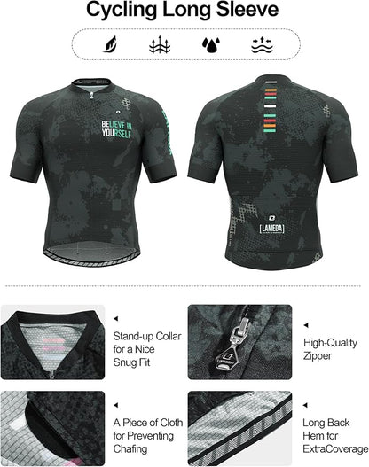 LAMEDA Men's Cycling Jersey Breathable Lightweight Bike Jersey Short Sleeve Quick Dry Moisture Wicking Biking Shirts