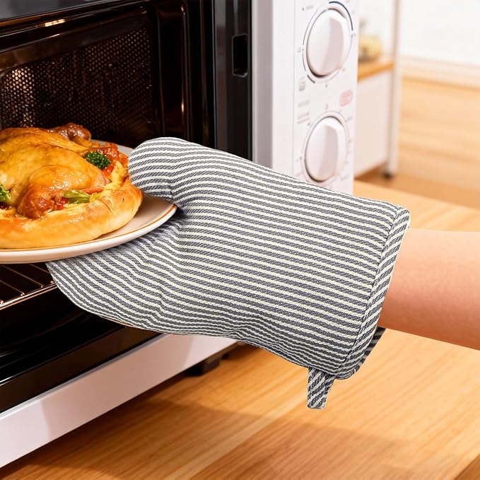 4 Pcs Oven Mitts and Pot Holders Heat Resistant Oven Mitts Sets Non Slip Oven