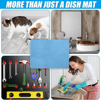 Hushee 2 Pack Extra Large Dish Drying Mat Microfiber Absorbent Dish Drying Pad