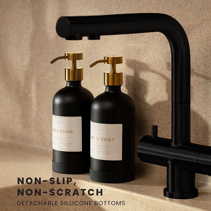 Hand and Dish Soap Dispenser for Kitchen and Bathroom, Stainless Steel Pumps