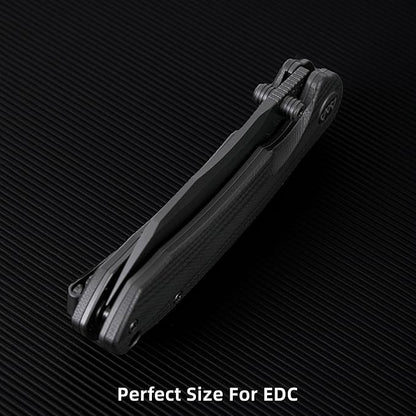 Folding Pocket Knife, 3.35" 14C28N Blade G10 Handle EDC Knife with Liner Lock, Small Pocket Knife with Clip for Men, Sharp Camping Hiking Hunting Survival Knives (Black)