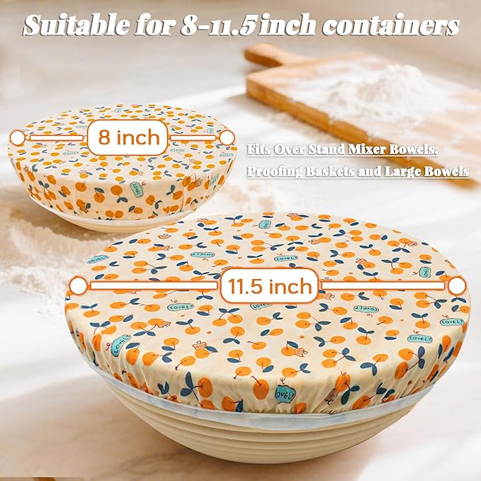 OHIYO Reusable Beeswax Bowl Covers, Elastic Cotton Cloth Sourdough Bread Cover