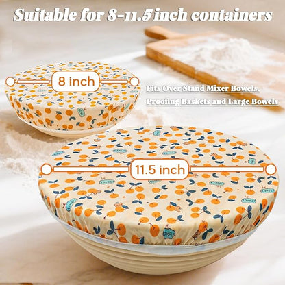 OHIYO Reusable Beeswax Bowl Covers, Elastic Cotton Cloth Sourdough Bread Cover