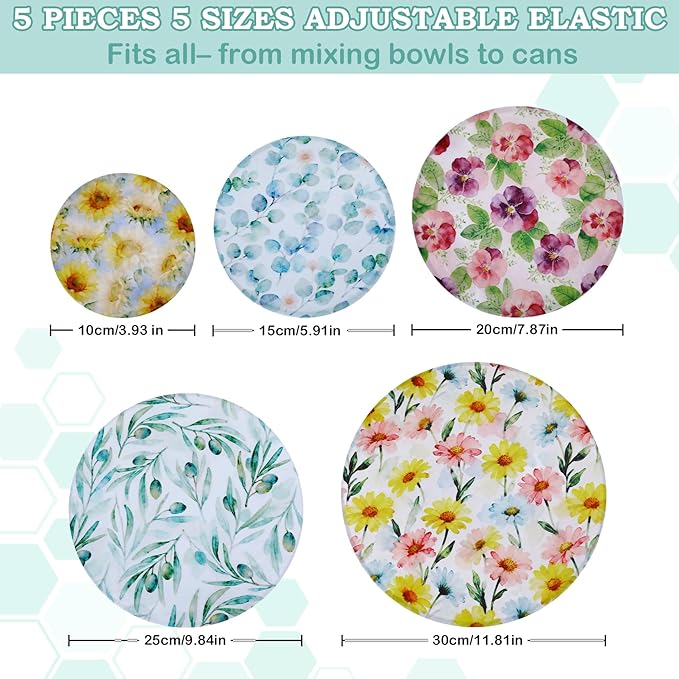 5-Size Reusable Beeswax Bowl Covers