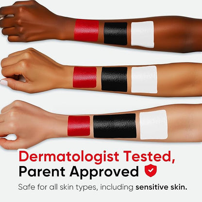 Blue Squid PRO Red, White and Black Face Paint Stick - Waterproof Body Paint Adults & Kids Eye Black Baseball, Eyeblack Softball -Hypoallergenic Twist-Up Non-Toxic Makeup Stick - Cosplay, Sports & SFX