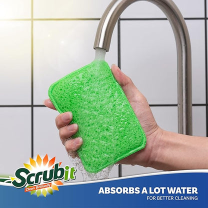 Scrub and Wipe Cleaning Pads – SCRUBIT Dual Sided Scouring Pad and Sponge