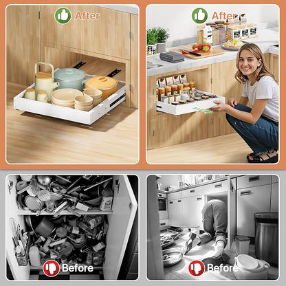 2 Pack Pull out Cabinet Organizer, Width Depth,