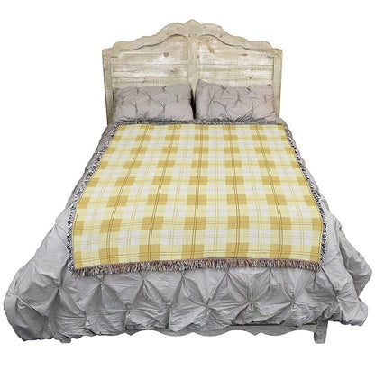 Pure Country Weavers Lemon Plaid Blanket - Gift Tapestry Throw Woven from Cotton - Made in The USA (72x54)