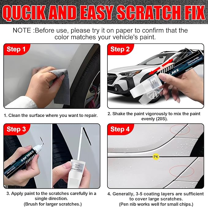 Car Touch Up Paint(Ice Silver Metallic(G1U)) for SUBARU, Car Paint Scratch Repair Kit, Quick & Easy Solution to Repair, 2 in 1 Scratch Remover Pen with Color-Matched