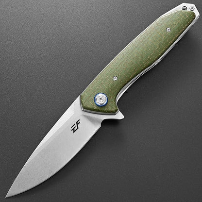 Eafengrow EF972 Folding Knife, D2 Steel Blade Micarta Handle Pocket Knife Folder for Outdoor Camping Hiking Working EDC Tool Knife(army green)