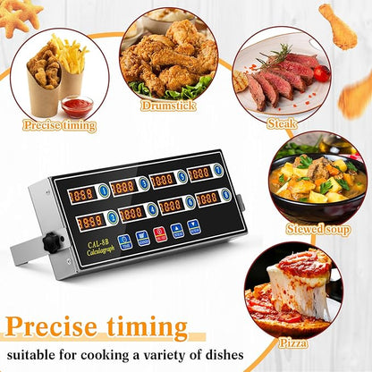 Relaxweex 1 Pack Commercial 8 Channel Digital Kitchen Timer, Wall Mount or