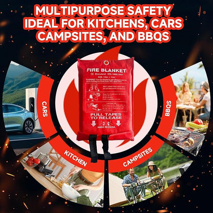 20 Packs Fire Blanket ??39.37x39.37 Inches, 1100??Heat Resistant, Emergency Fire Suppression Blanket for Kitchen, Home, Car, Camping ??Easy to Use, Non-Toxic, Reusable, Compact & Lightweight