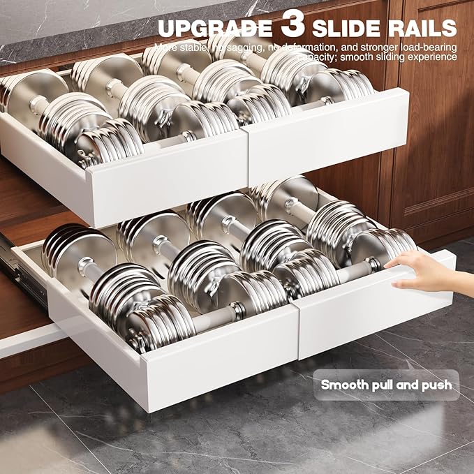 Seinloes 2 Pack Pull Out Cabinet Organizer Expandable Width and Depth, Slide