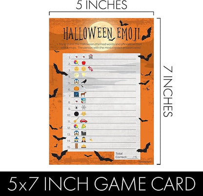 DISTINCTIVS Halloween Party Emoji Guessing Game - 25 Game Cards for Kids, Adults, Classrooms, and Fall Events