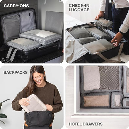 Aerotrunk Compression Packing Cubes for Travel - Luggage Organizer Bags - Double Zipper Packing Cubes for Suitcases (2-Pack, Purple)