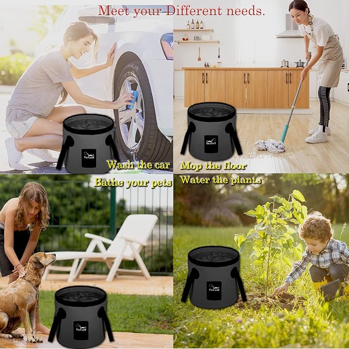 Esthesia Collapsible Bucket, 5 Gallon Portable Folding Water Container for Travelling, Camping, Hiking, Fishing, Gardening
