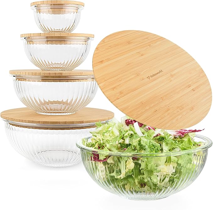 Stackable Space-Saving Set of 5 Nesting Glass Bowls