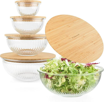 Stackable Space-Saving Set of 5 Nesting Glass Bowls