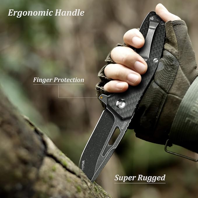Folding Tactical Knife - Carbon Fiber Handle Liner Lock, S35VN Powder Steel Sharp Blade - 3.35'' Pocket Knife for Fishing Hiking Hunting Survival, Personalized Gifts. Eagleye Series