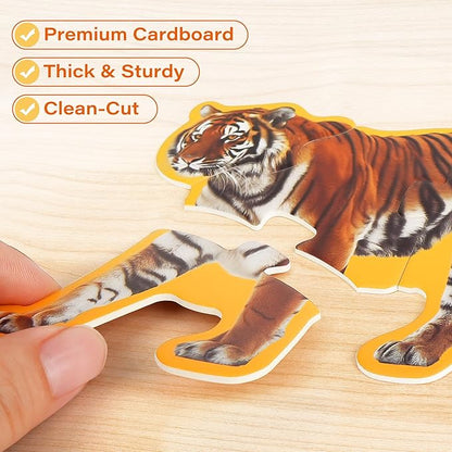BenBen Puzzles for Toddlers 2-4,12 Animal Puzzles, 3 Levels Step-by-Step Color-Coded Jigsaw Puzzles, 48 Pieces Total, Educational Montessori Toys for Preschool Girls Boys