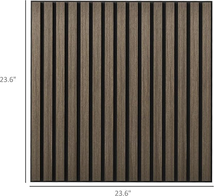 HOMCOM 4 Pack 3D Faux Wood Wall Panels, Wood Slat Wall Panels