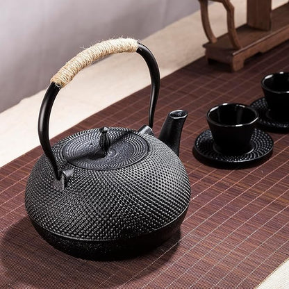Big Cast Iron Teapot, Japanese Tetsubin Tea Kettle for Stovetop Safe, Cast Iron Tea Pot with Stainless Steel Infuser for Loose Tea and Enameled Interior(1800ml/60.9oz)