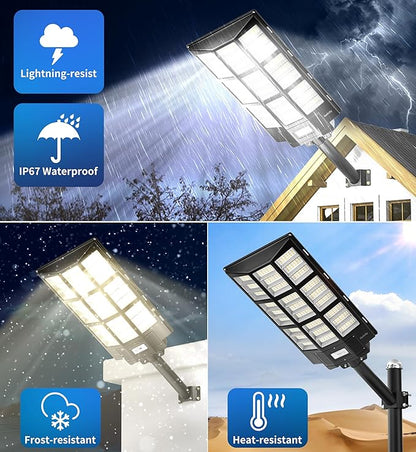 Gefolly SL-7200W Solar Street Light Outdoor, Wide Angle 450000LM