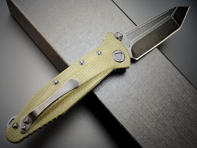 Eafengrow EF55 Pocket Knife Folding Knife G10 Handle D2 Steel Blade Folder EDC Tool Knifes for Working Camping with Clip(Green)