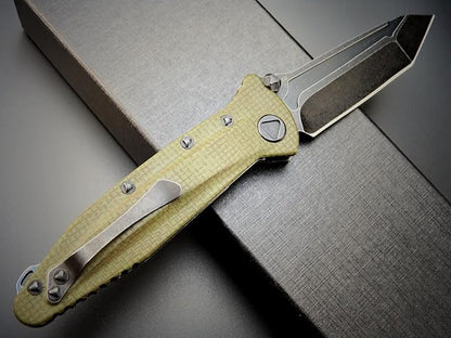 Eafengrow EF55 Pocket Knife Folding Knife G10 Handle D2 Steel Blade Folder EDC Tool Knifes for Working Camping with Clip(Green)