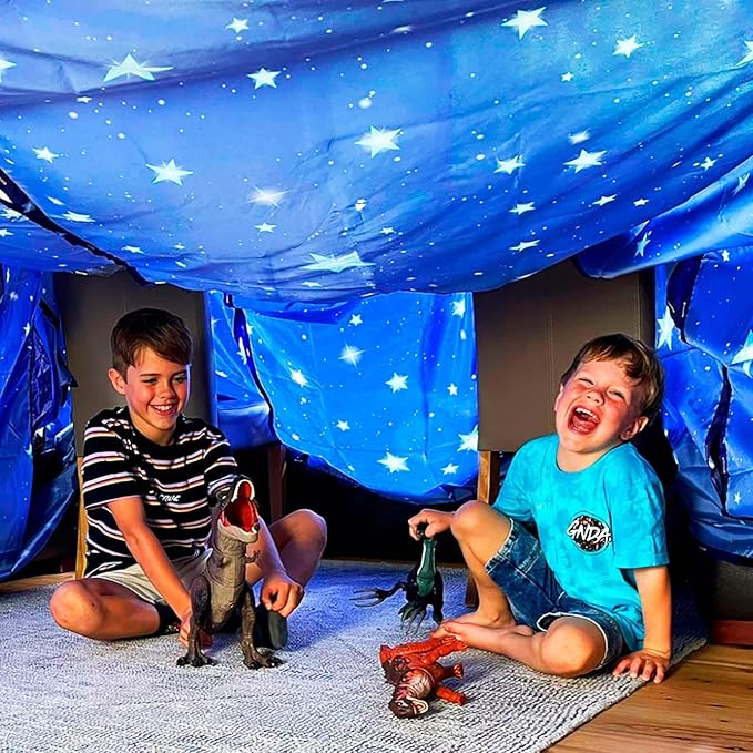 Molcey Blanket Fort Building Kit for Kids 4-8 8-12+ - Make a Portable Playhouse, Play Tent. Build a Fort Making Kit/Builder Blankets - Ultimate Indoor/Outdoor Play for Girls/Boys Toys Age 3-12