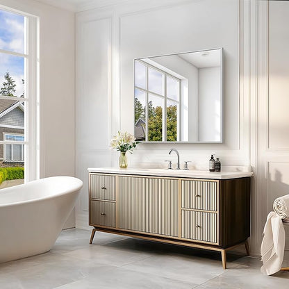Silver Bathroom Mirror for Wall, 30x30 Inch Rectangle Mirrors