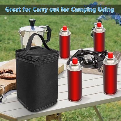 Mini Fuel Cylinder Storage Bag, Butane Fuel Canister Cover,Gas Tank Protective bag, Easy to Carry, 600D Oxford Fabric Waterproof,Mini Tank Accessories, for Outdoor Camping, Cooking, Travel, Picnic