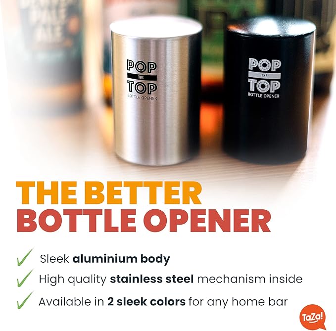 Pop-the-Top Beer Bottle Opener: Automatic Bottle Cap Opener, Push Down Pop Off