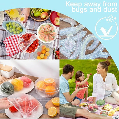 500pcs Plastic Bowl Covers Food Cover, Food Fresh Keeping Bags Elastic Reusable