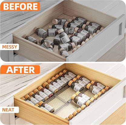 MUDEELA Clear Spice Drawer Organizer, 4 Tier- 2 Set Spice Rack