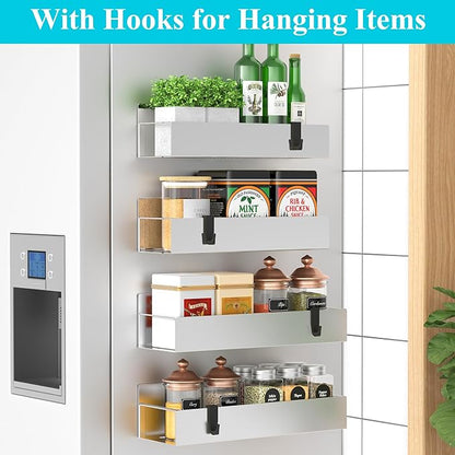 HuggieGems 4 Pack Magnetic Spice Storage Rack Organizer