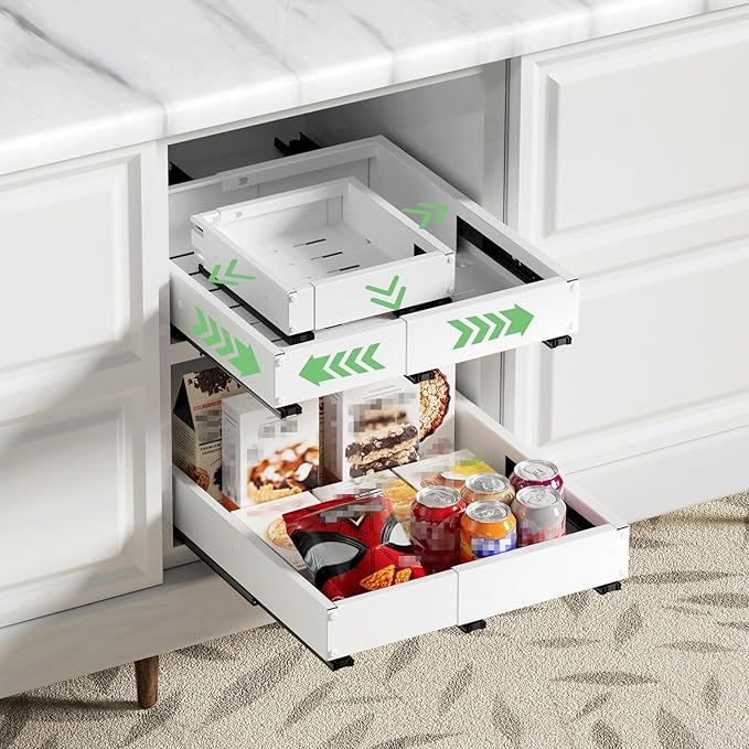 2 Pack Pull out Cabinet Organizer, Width Depth,