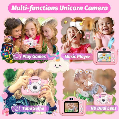 Upgrade Kids Camera for Girls, Christmas Birthday Gifts for Boys, 1080P HD Selfie Digital Video Camera for Toddlers, Cute Portable Little Girls Boys Gifts Toys for 3 4 5 6 Years Old