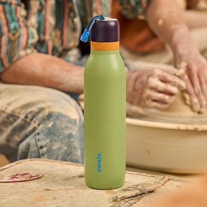 Owala FreeSip Twist Insulated Stainless Steel Water Bottle with Straw for Sports and Travel, BPA-Free, 24-oz, Blue/Green (Camo Cool)