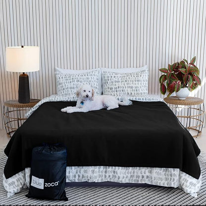 Waterproof Blanket | Machine Washable Dog Bed Cover | Water Proof Blanket to Protect Your Bed Couch Car from Leaks Spills & Accidents | for Adults Dogs & Pets | Oversized Queen Fit - 65x80in (Black)