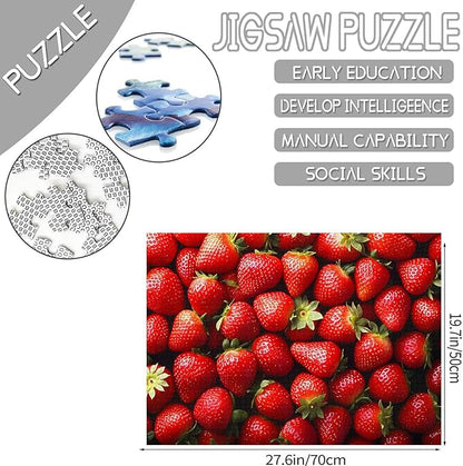 Tucocoo 1000 Piece Jigsaw Puzzles for Adults Red Strawberries Jigsaw Puzzle Fruit Art 1000 Pieces Puzzles for Challenging Family Activity Educational Game Colorful DIY Crafts Puzzle Wall Decor Gifts