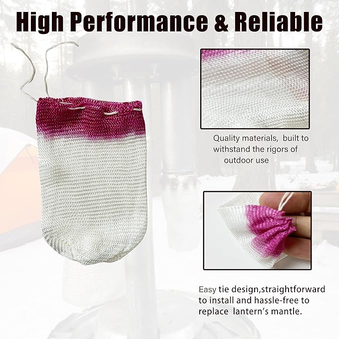 20PCS Propane Lantern Mantles, 2x3.3 Inches, String Tie Style for Camping and Outdoor Gas Lamps/Lantern Accessories