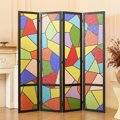 Acrylic Room Divider, 4-Panel Freestanding Partition Screen, Frosted