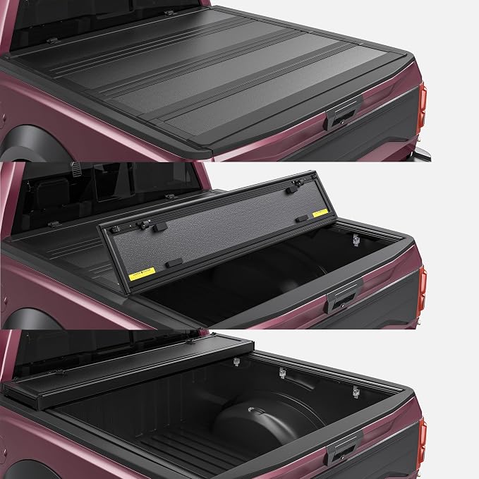 OEDRO Low-Profile Hard Quad-Fold Tonneau Cover Compatible with Dodge Ram 1500 New Body 2019 2020 2021 2022 2023 2024 2025 2026 6.4ft Bed Without Rambox, One-Handed Quick Release, Drainage Design